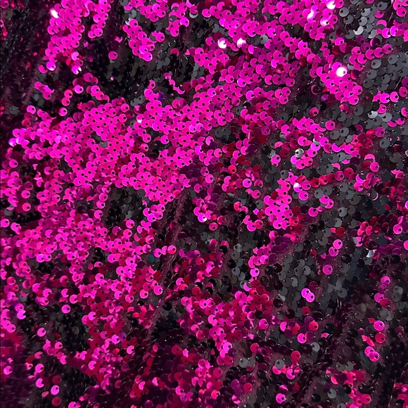 DKNY Fuchsia Pink Black Sequin Dress Sz M NYE Holiday Party - Picture 3 of 4